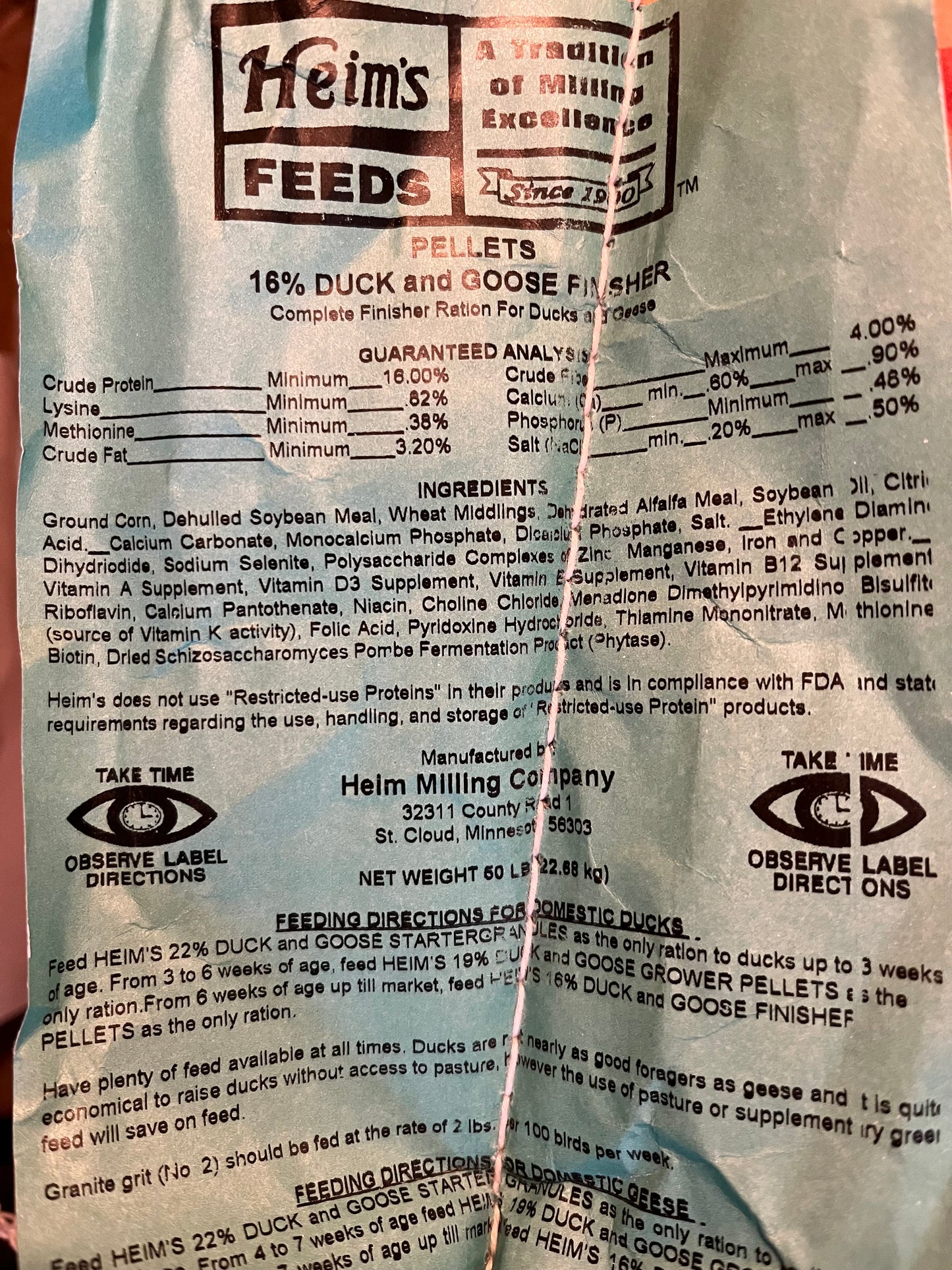 Heim's 16% Duck & Goose Finisher Pellets