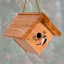 Birdhouse, Hanging Chickadee, Winter Woodworks