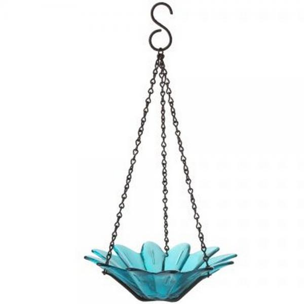Feeder, Hanging Glass, Aqua