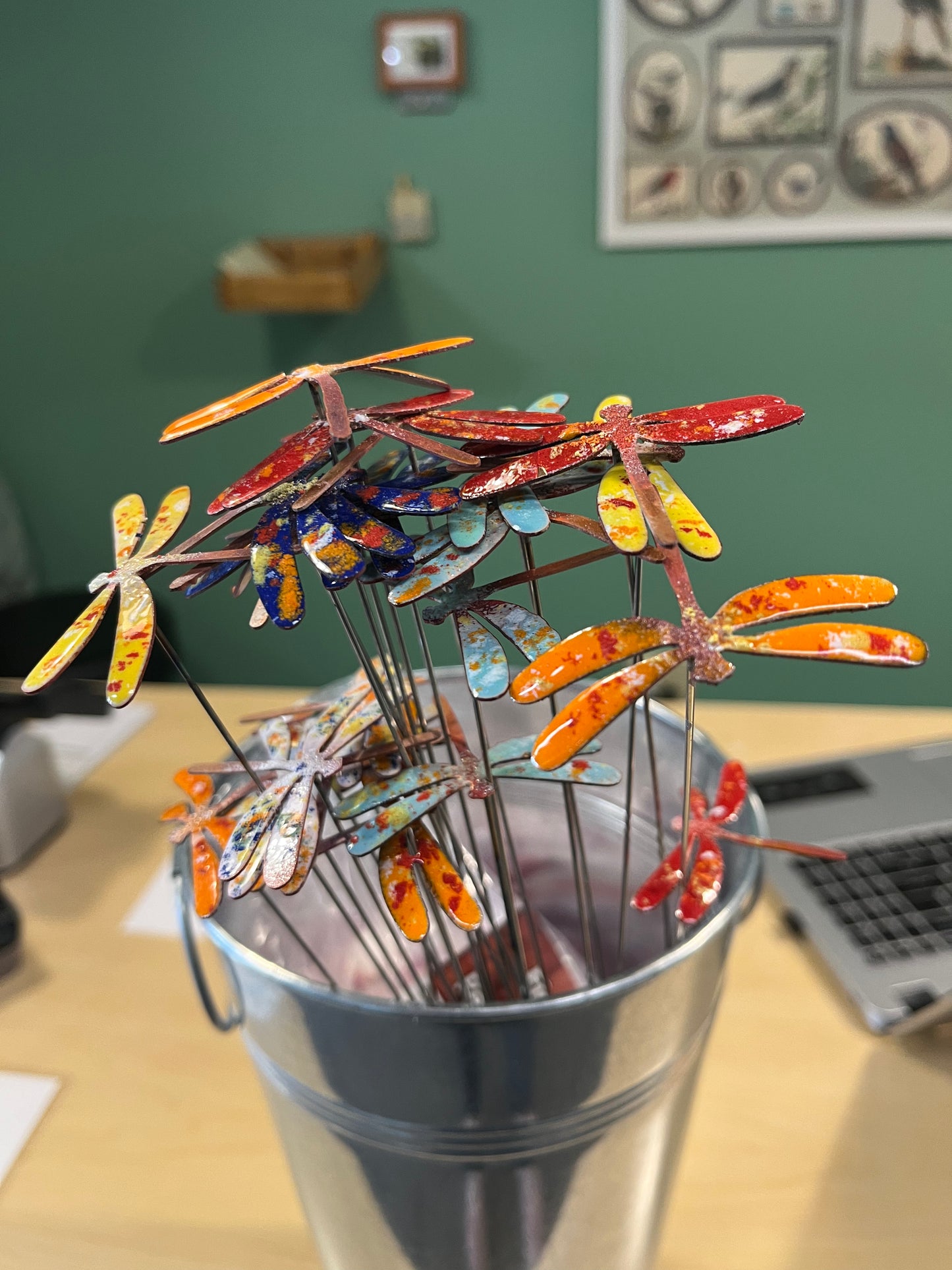 Dragonfly, Copper Enamel Stake