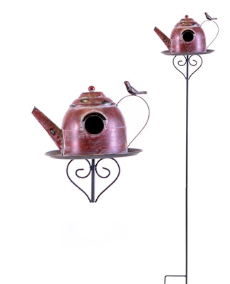 Teapot Birdhouse Garden Stake