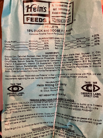 Heim's 16% Duck & Goose Finisher Pellets