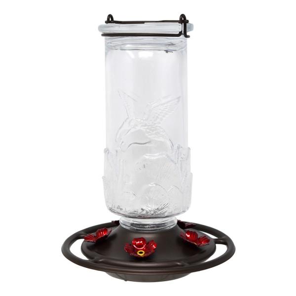 Feeder, Hummingbird, Clear Glass Embossed