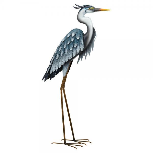 Blue Heron Metal Garden Statue