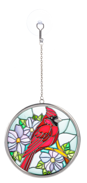 Cardinal Stained Glass Window Hanger