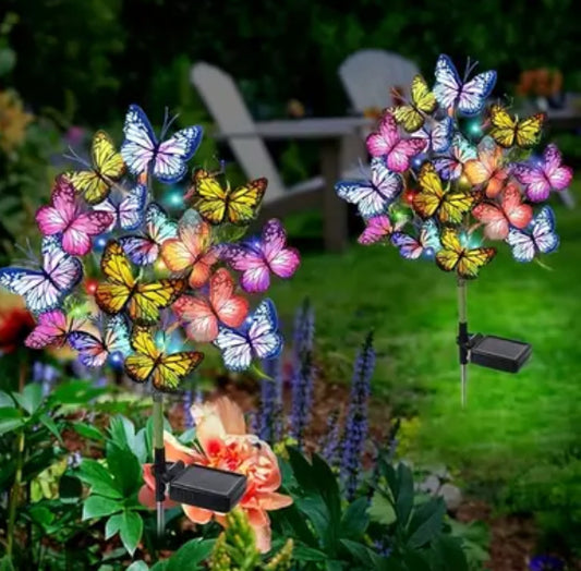 Solar powered butterfly garden lights