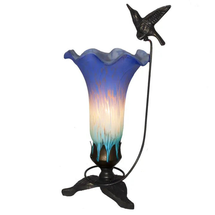 Lamp, Hummingbird Hand Painted Glass