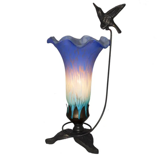 Lamp, Hummingbird Hand Painted Glass