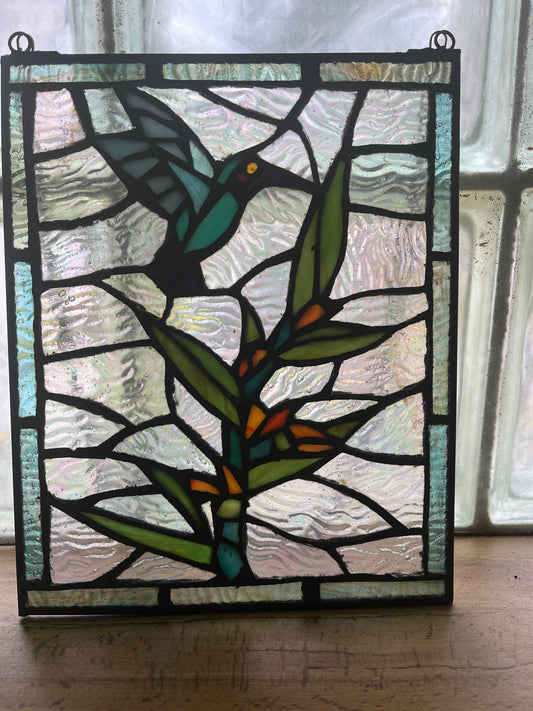 Stained Glass Window Panel, Hummingbird