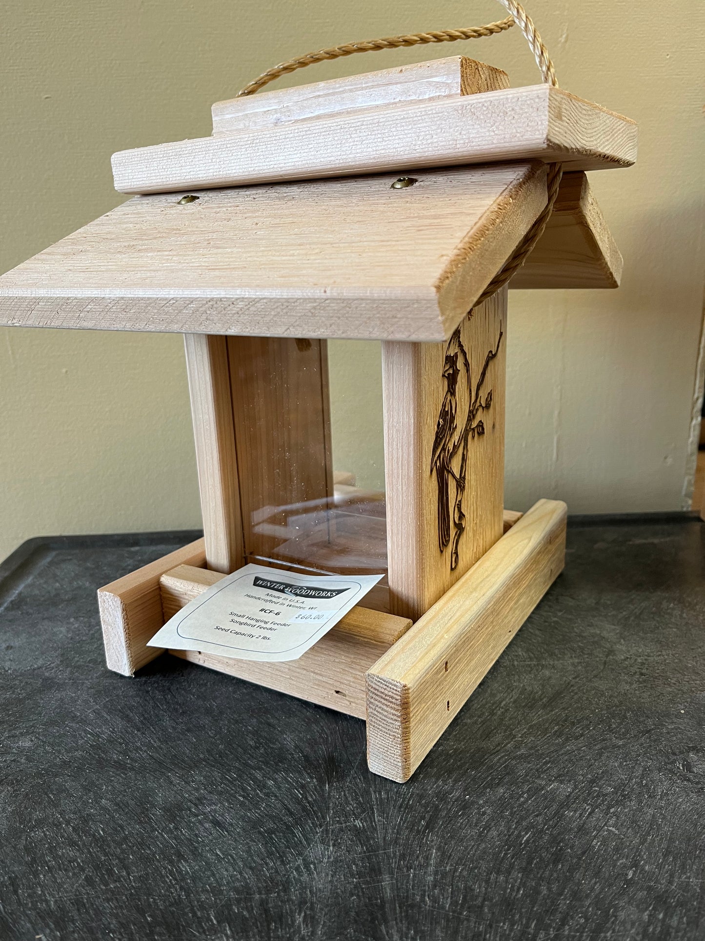 Feeder, Hopper, Winter Woodworks Cedar w/Cardinal