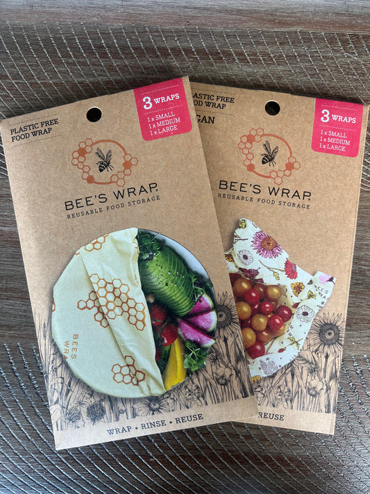 Bees Wrap Resusable Food Storage - 3 wraps assorted patterns