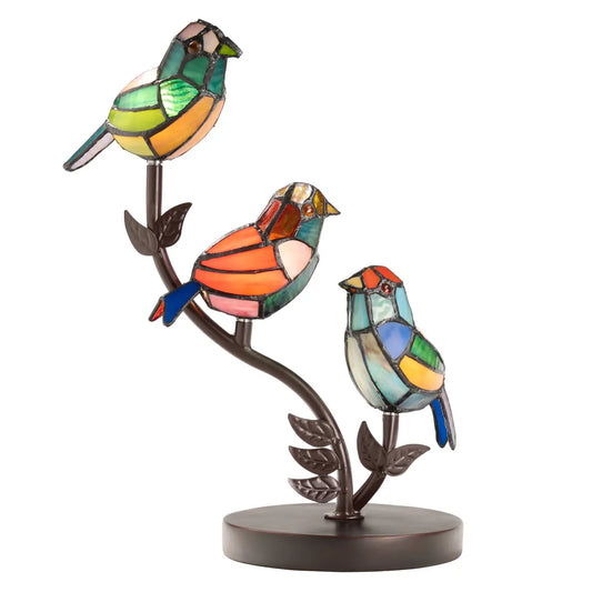 Lamp, Stained Glass Bird Trio #103