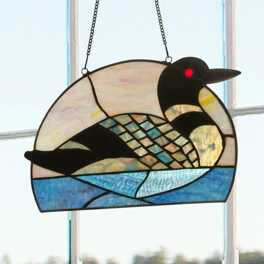 Stained Glass Loon Window Panel